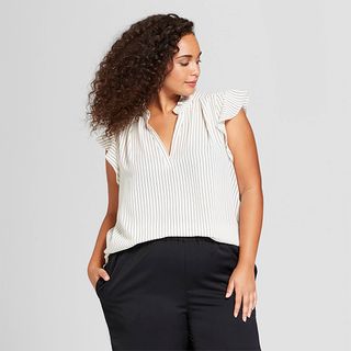 Who What Wear + Short Sleeve Drapey Popover Top