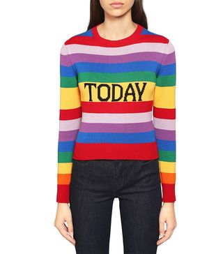 Alberta Ferretti + Slim Today Rainbow Cotton Knit Sweater