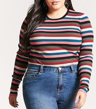 Forever 21 + Plus Size Ribbed Stripe Sweater-Knit Top