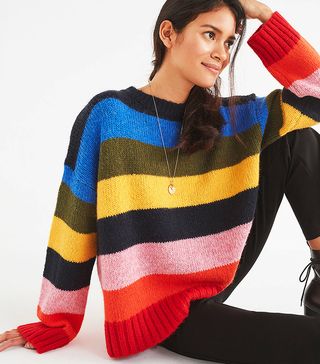 Urban Outfitters + UO Kari Rainbow Striped Oversized Sweater