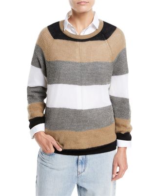 Brunello Cucinelli + Mohair Rugby Stripe Sweater