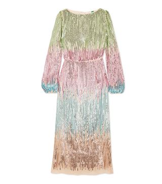 Rixo London + Coco Sequined Tulle Midi Dress
