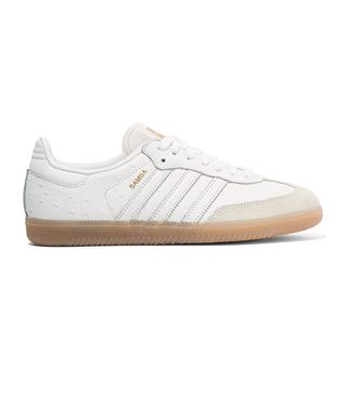 Adidas Originals + Samba Suede-Trimmed Ostrich-Effect Leather Sneakers