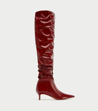 Zara + Gathered Over-the-Knee Boots