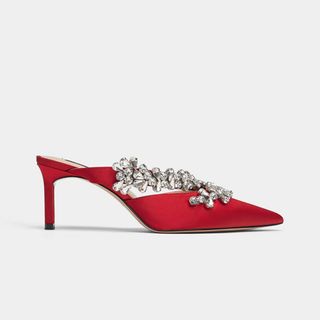 Uterqüe + Bejewelled High Heel Mules