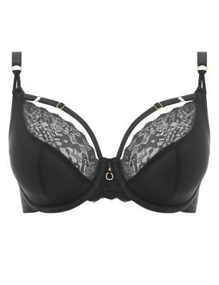 Freya + Temptress Lace Trim Underwired Plunge Bra C-G