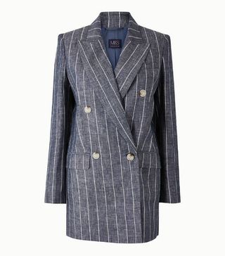 Marks and Spencer Collection + Pure Linen Oversized Striped Blazer