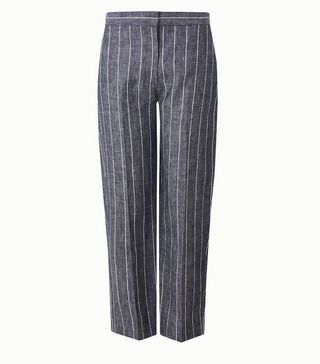 Marks and Spencer Collection + Pure Linen Striped Ankle Grazer Trousers