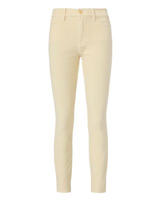 Frame + Frame Le High Ivory Velvet Jeans in Ivory