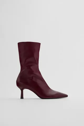 Zara + Soft Leather High Heeled Ankle Boots
