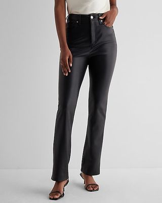 Express + Super High Waisted Faux Leather '90s Slim Pant