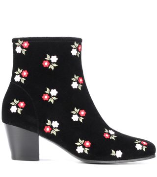 AlexaChung + Embroidered Velvet Ankle Boot