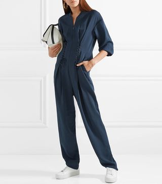 Tibi + Lace-Up Crepe Jumpsuit