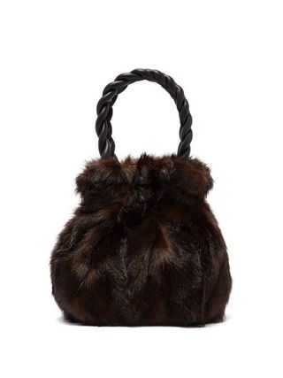 Staud + Grace Faux Fur Trimmed Leather Bag