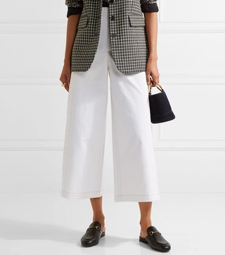 Helmut Lang + Cropped Cotton-Blend Wide-Leg Pants