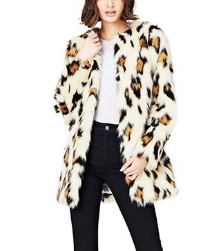 Find + Animal-Print Faux-Fur Coat