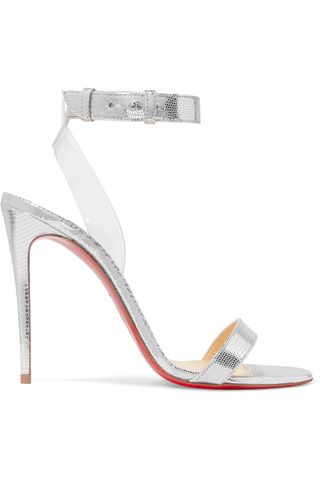 Christian Louboutin + Jonatina 100 Metallic Lizard-Effect Leather and PVC Sandals