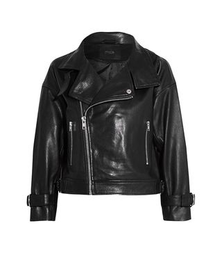 Maje + Cropped Leather Biker Jacket