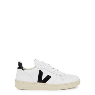 Veja + V-10 White Leather Sneakers