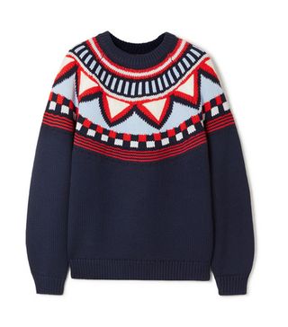 Tory Sport + Fair Isle Appliquéd Merino Wool-Blend Sweater