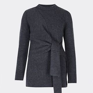 Marks and Spencer + Tie Front Round Neck Jumper