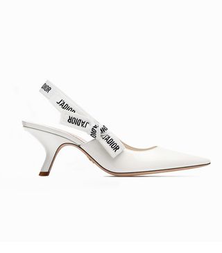 Dior + Sling-Back in White Patent Leather