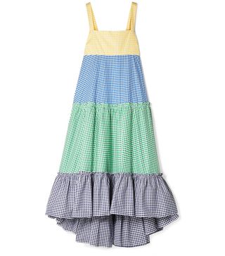 MDS Stripes + Tiered Gingham Cotton-Poplin Maxi Dress