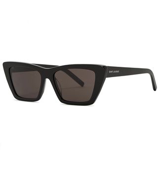 Saint Laurent + Mica Black Cat-Eye Sunglasses