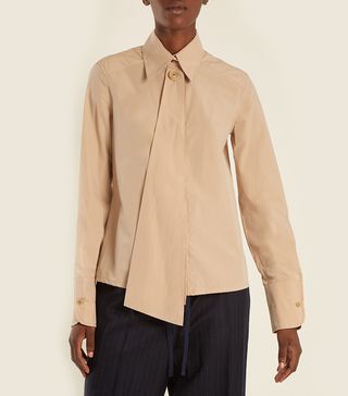 Lemaire + Neck-Scarf Cotton-Poplin Shirt