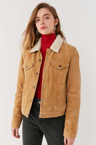 Urban Outfitters x Levi's + Suede Sherpa Trucker Jacket