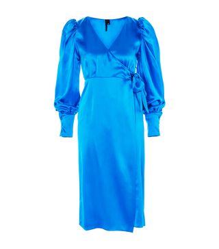 Topshop + Puff Sleeve Wrap Dress