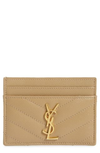Saint Laurent + Monogram Quilted Leather Credit Card Case