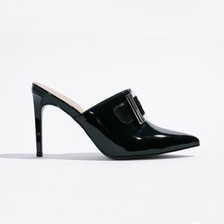 Who What Wear + Gemma Patent Buckle Heeled Mules