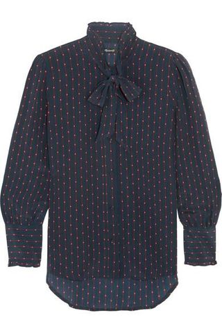 Madewell + Pussy-bow Printed Silk Crepe De Chine Blouse