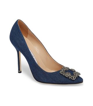 Manolo Blahnik + Hangisi Ornamented d'Orsay Pump