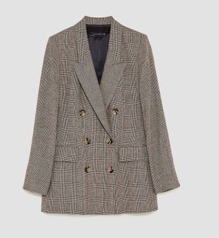 Zara + Checked Double Breasted Jacket