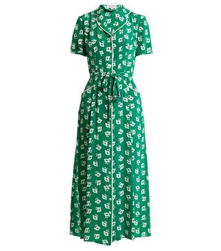 HVN + Maria Floral-Print Button-Down Silk Dress