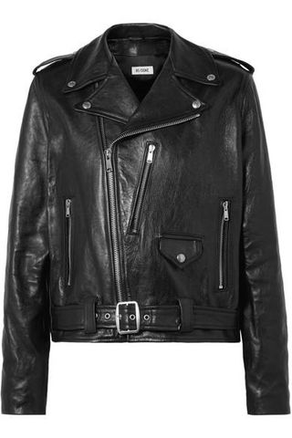 Re/Done + Oversized Leather Biker Jacket