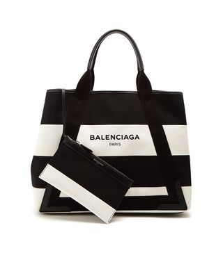 Balenciaga + Stripe Canvas Tote Bag