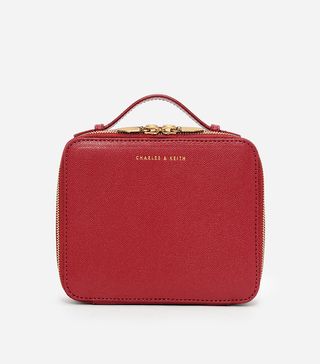 Charles & Keith + Top Handle Boxy Pouch Red