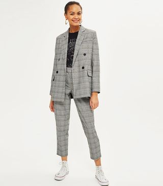 Topshop + Checked Double-Breasted Suit