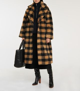 Stand + Maria Checked Faux Fur Coat