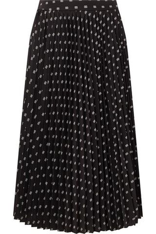 Balenciaga + Sunray Pleated Printed Satin Skirt