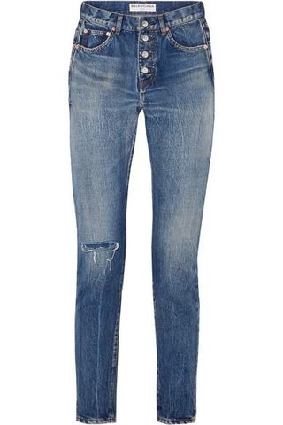 Balenciaga + Distressed Mid-rise Straight-leg Jeans