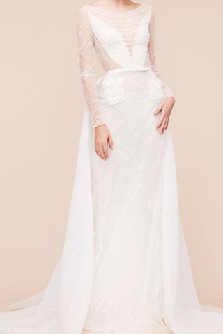 Georges Hobeika Bridal + Sheer A-Line Gown