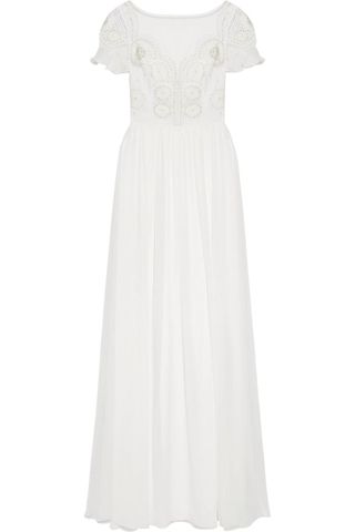 Temperley London + Open-Back Embellished Crocheted Tulle and Silk-Chiffon Gown