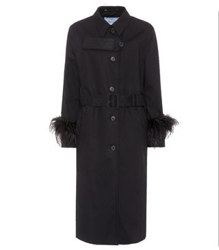 Prada + Feather-Trimmed Cotton Trench Coat