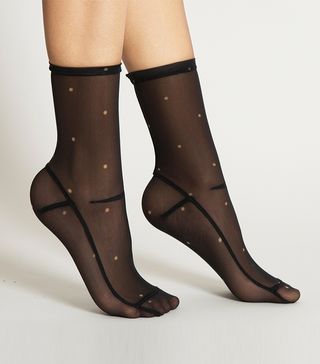 Darner + Dots Black Mesh Socks