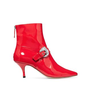 Dorateymur + Saloon Buckled Patent-Leather Ankle Boots