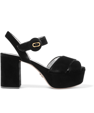 Prada + Velvet Platform Sandals